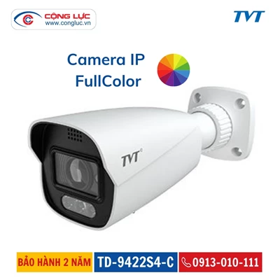 Camera IP FULLCOLOR Thông Minh Thân Trụ TVT 2MP TD-9422S4-C